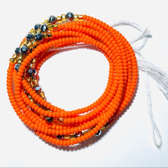 NEW Small African orange waist beads SIZE 45 inch - Picture 1 of 6
